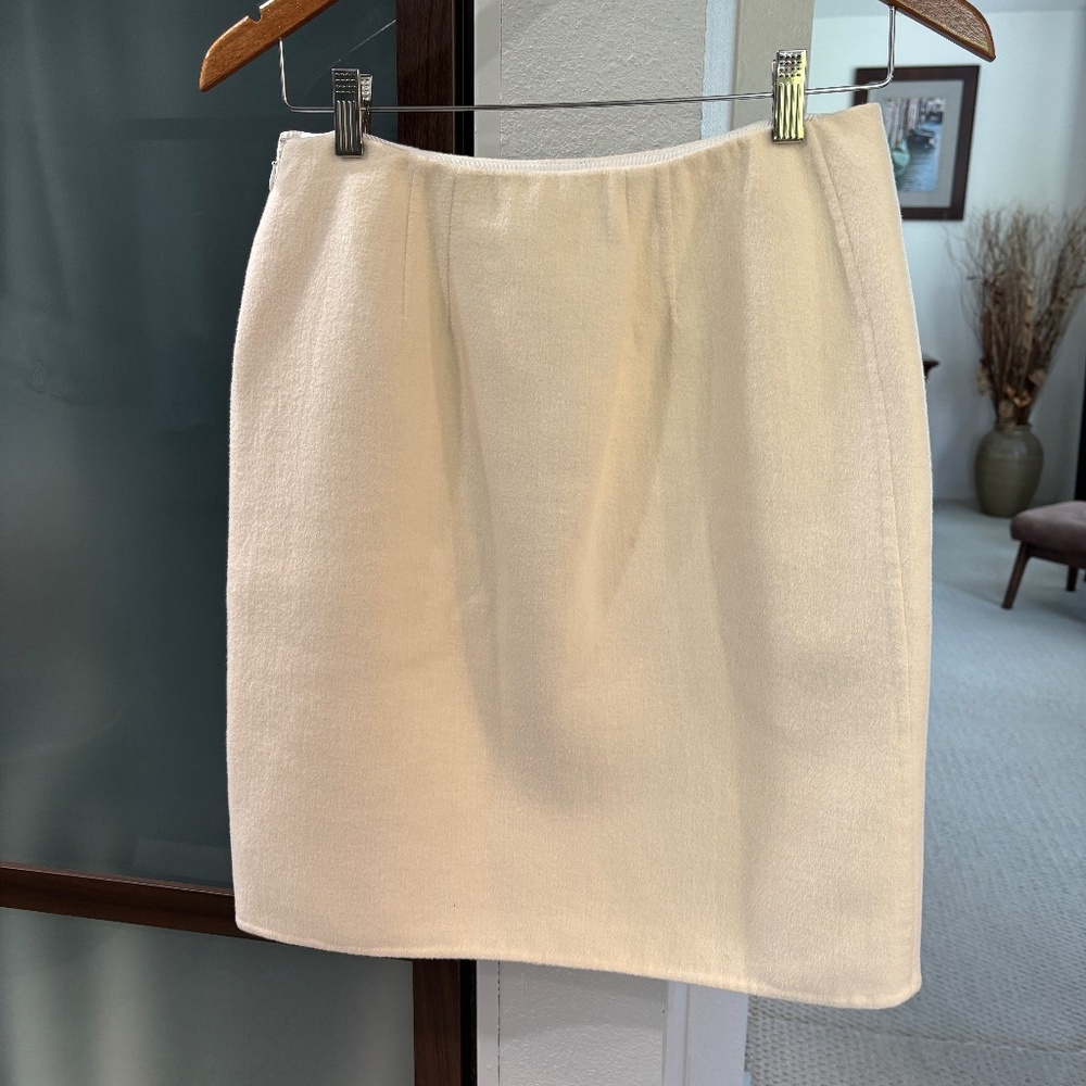 Vintage Michael Kors Collection Angora/Virgin Wool Pencil Skirt - Cream Size 8 - Picture 3 of 10